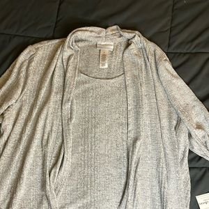 Alfread Dunner gray sparkle shirt with attached jacket